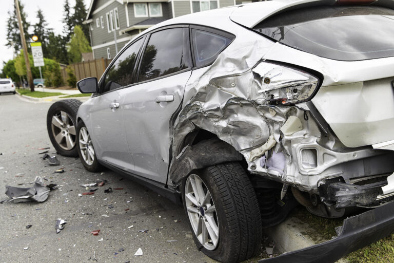 Car hit from behind with extensive damage